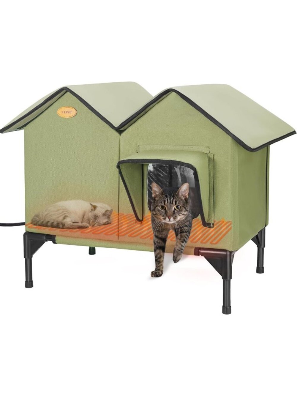 Large Insulated Heated Outdoor Cat House - Weatherproof Shelter for Winter Cats